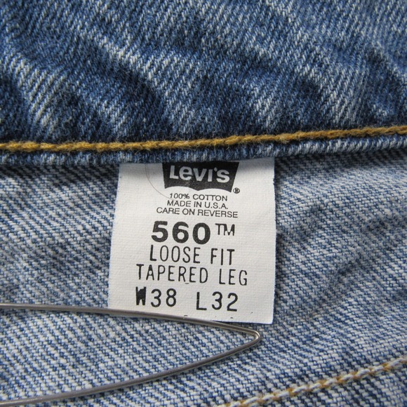 Vintage Levis 560 Jeans Mens 38x32 Loose Fit Black Batwing Made USA 90s Waist 36 - Picture 4 of 11